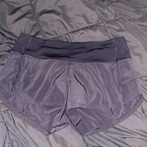 Black Lululemon low rise speed up shorts (worn once)